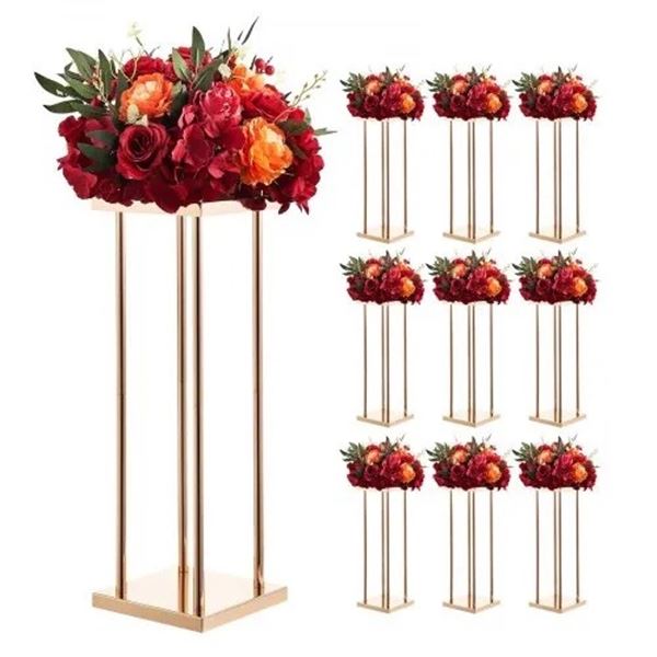 Brand New 10-Piece 23.62-Inch Gold Wedding Flower Stand Set