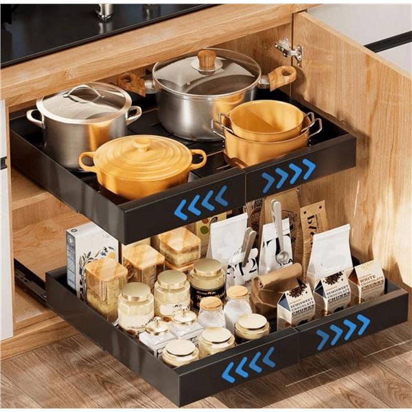 Brand New – 2-Pack Expandable Pull-Out Cabinet Organizers | Black