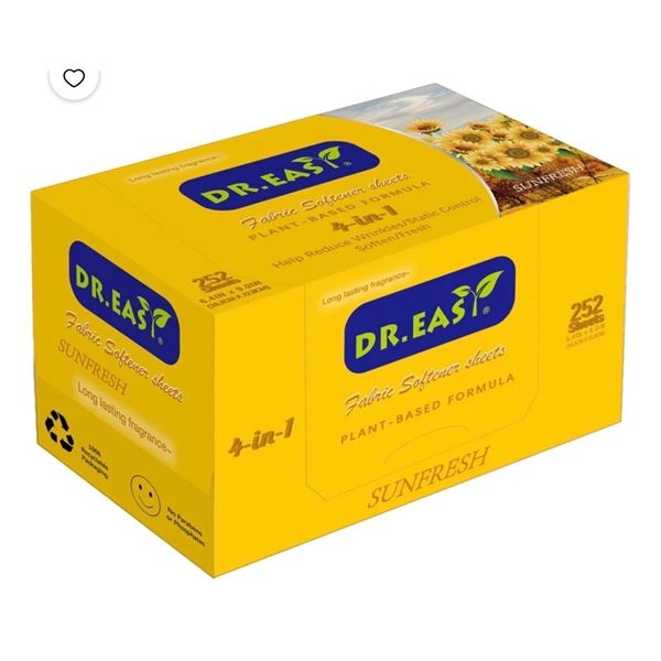 Brand New 2-Pack DR.EASY Sunfresh Fabric Softener Dryer Sheets – 504 Sheets Total