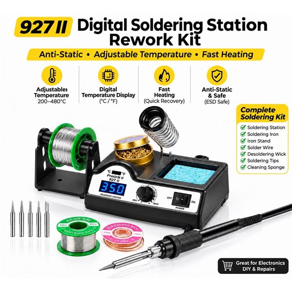 Brand New 927II Digital Soldering Station Rework Kit with Accessories