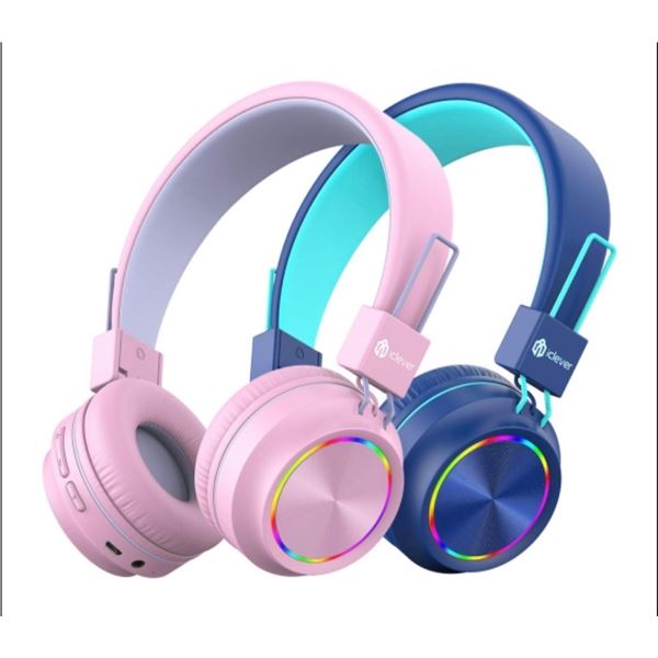 Brand New iClever BTH03 Kids Wireless Bluetooth Headphones – 2-Pack Blue & Pink