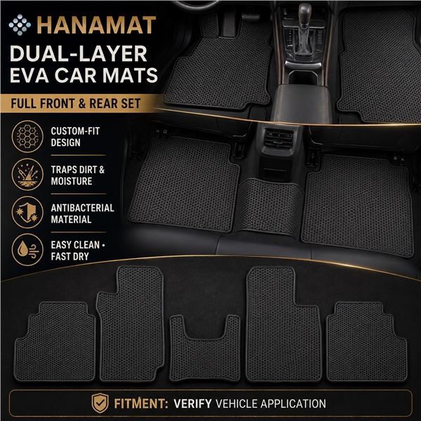 Brand New HanaMat Dual-Layer EVA Car Mat Set for Mid-Size SUVs – Black