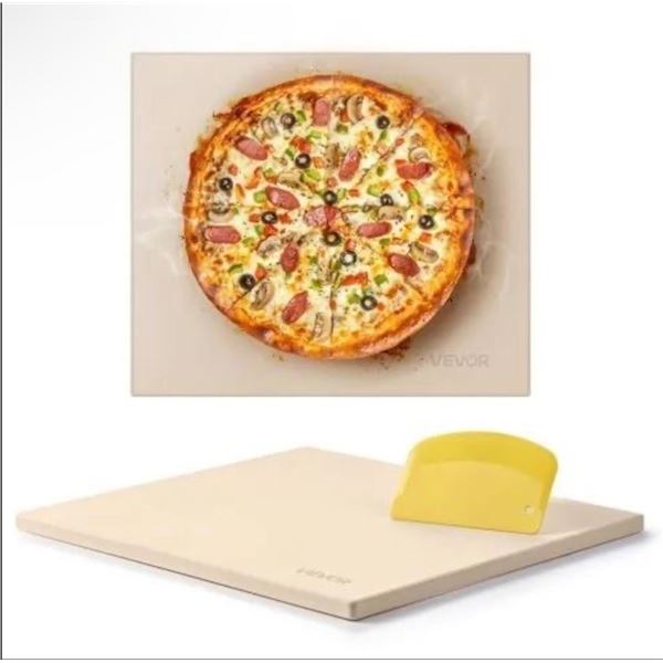 Brand New Pizza Stone (16 × 14 in (406 × 355 mm))with Yellow Dough Scraper
