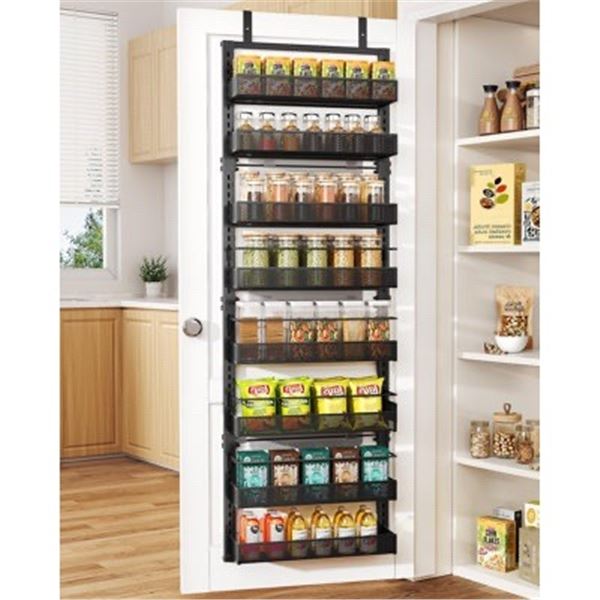 Brand New Goovilla 8-Tier Over-the-Door Pantry Organizer – Black Metal Spice Rack