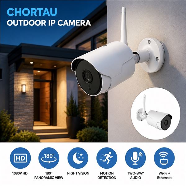 Brand New CHORTAU 1080P Outdoor Wi‑Fi IP Security Camera