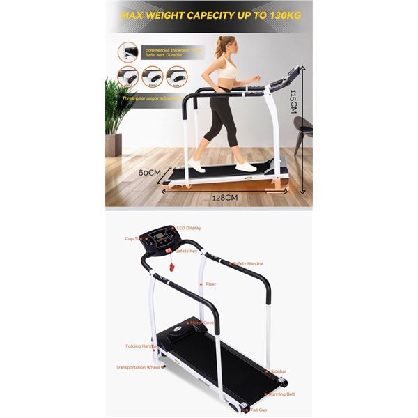 Brand New No Box Compact Electric Treadmill with Safety Handrails & Digital Display
