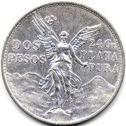 NICE 1921 MEXICO SILVER 2 PESOS-BU
