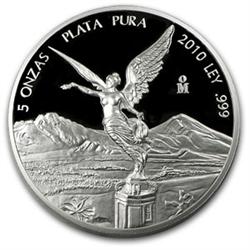 GEM 2010 Mo MEXICO SILVER 5 oz ONZA-PROOF DCAM (155.5175 g.)