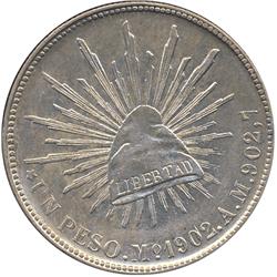 1902 Mo AM MEXICO SILVER UN PESO-NICE COIN