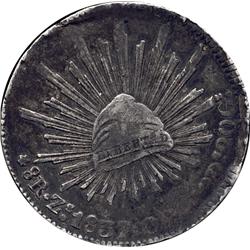 1837 Zs OM MEXICO SILVER 8 REALES-CIRC HONEST HARD WEAR DARK TONING