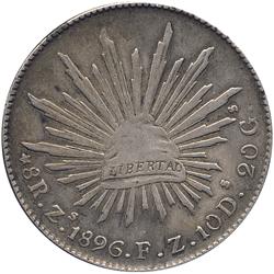 1896 Zs FZ MEXICO SILVER 8 REALES-XF/AU