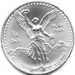 1992 1/4 oz. MEXICO SILVER ONZA-CH BU