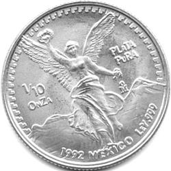 1992 1/10th oz. MEXICO SILVER ONZA-CH BU