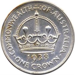 RARE 1938(m) AUSTRALIAN SILVER CROWN-MS64/65