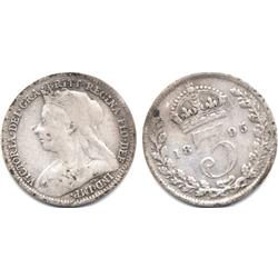 1895 GREAT BRITIAN SILVER 3 PENCE-CIRC