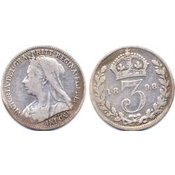 1898 GREAT BRITIAN SILVER 3 PENCE-CIRC
