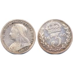 1899 GREAT BRITIAN SILVER 3 PENCE-CIRC