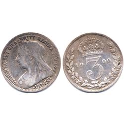 1900 GREAT BRITIAN SILVER 3 PENCE-CIRC