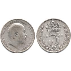 1908 GREAT BRITIAN SILVER 3 PENCE-CIRC