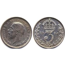 1926 GREAT BRITIAN SILVER 3 PENCE MODIFIED HEAD LEFT