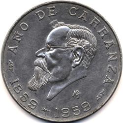 1959 Mo MEXICO SILVER 5 PESOS-BU