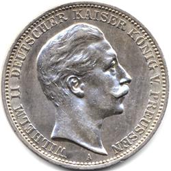 NICE 1909A SILVER PRUSSIA 3 MARKS-BU