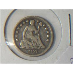 1857 VF +  HALF DIME
