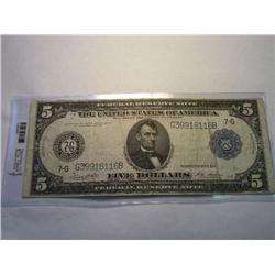 1914 XF LARGE $5.00 NOTE