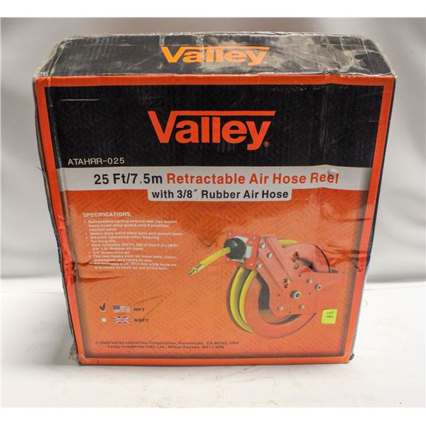VALLEY 25FT RETRACTABLE AIR HOSE REEL W/ 3/8"