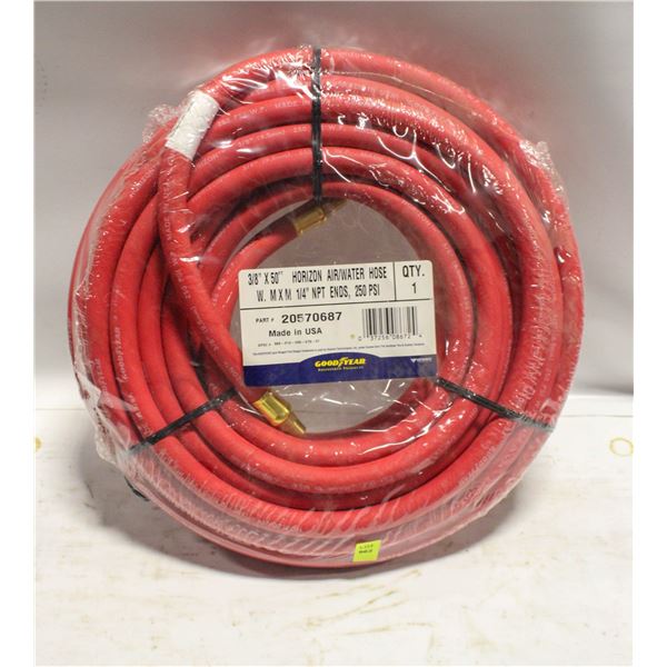 3/8" X 50FT HORIZON AIR/WATER HOSE 250PSI RATED