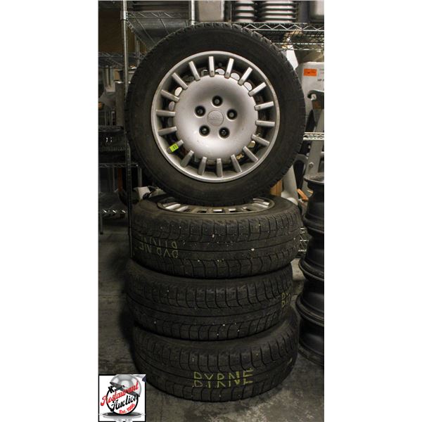 SET OF 15" STEEL WHEELS 5X110MM W/ SAAB HUBCAPS &