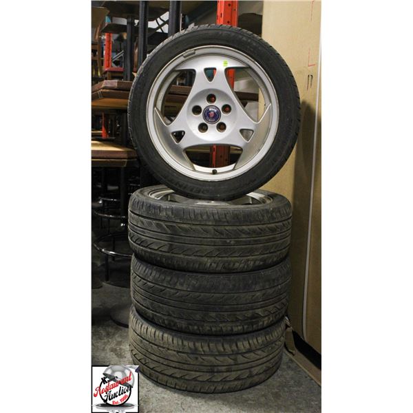 SAAB RONAL WHEELS W/ DRY ROTTED DELINTE TIRES