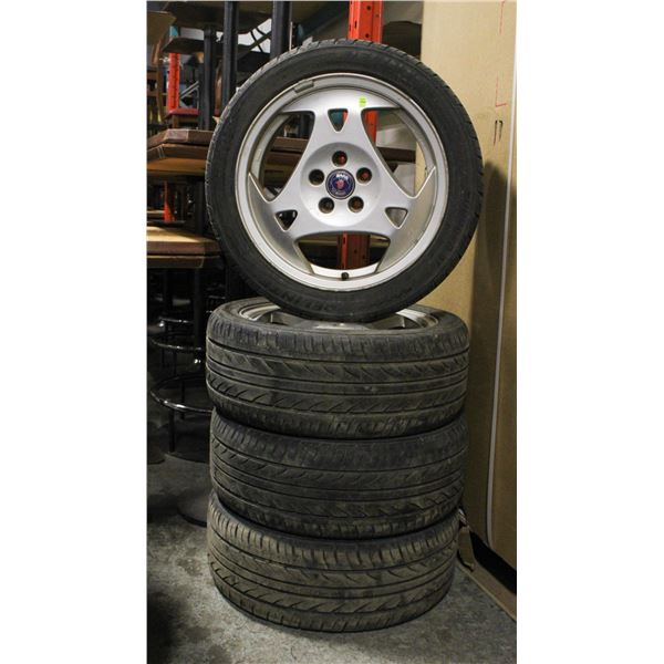 SAAB RONAL WHEELS W/ DRY ROTTED DELINTE TIRES