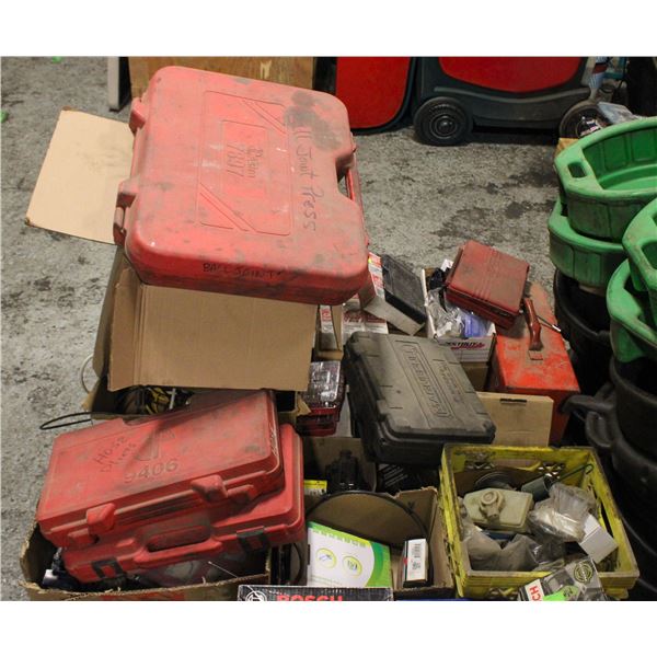 PALLET OF INCOMPLETE TOOL SETS & CAR PARTS