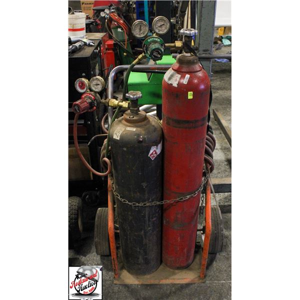 OXY-ACETYLENE CART W/ OXYGEN & ACETYLENE BOTTLES