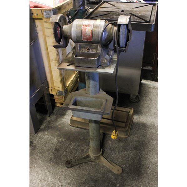 VINTAGE WISSOTA BENCH GRINDER ON STAND