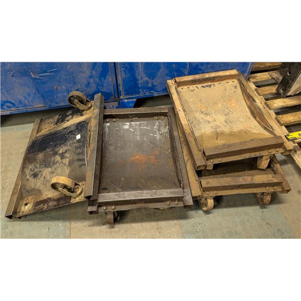 LOT OF 4 WHEELED WHEEL DOLLIES, ONE MISSING 2
