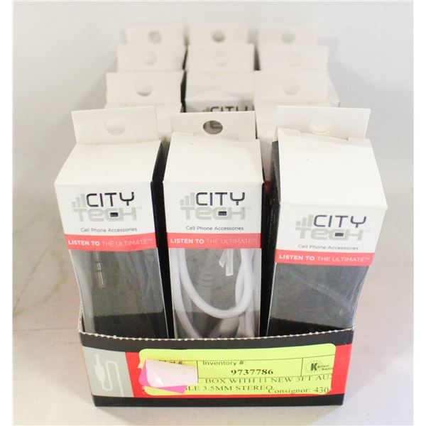 RETAIL BOX WITH 11 NEW 3FT AUX CABLE 3.5MM STEREO