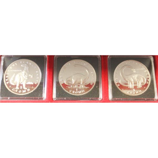 1993 SET OF ISLE OF MAN "DINOSAUR" 1 CROWN PR CO