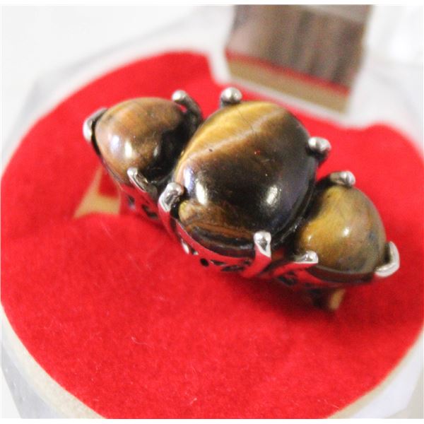 STERLING SILVER TIGERS EYE RING SZ 6 NEW