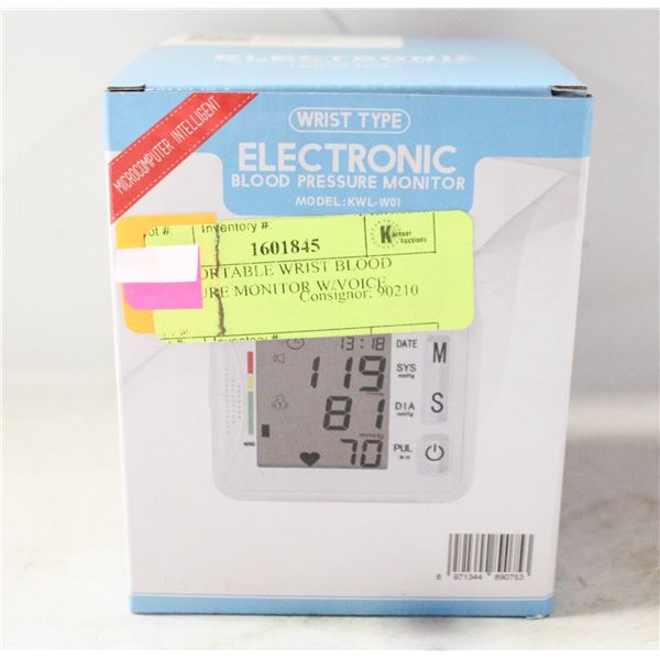 NEW PORTABLE WRIST BLOOD PRESSURE MONITOR W/VOICE
