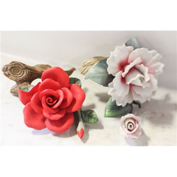 2 PORCELAIN ROSES