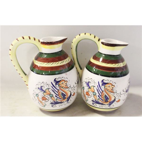 ITALIAN MAJOLICA DERUTA OIL AND VINEGAR CRUETS