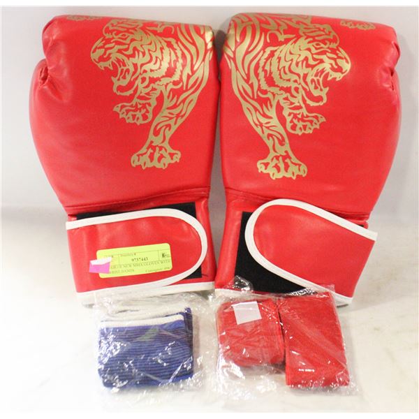 PAIR OF NEW MMA GLOVES WITH WRIST BANDS