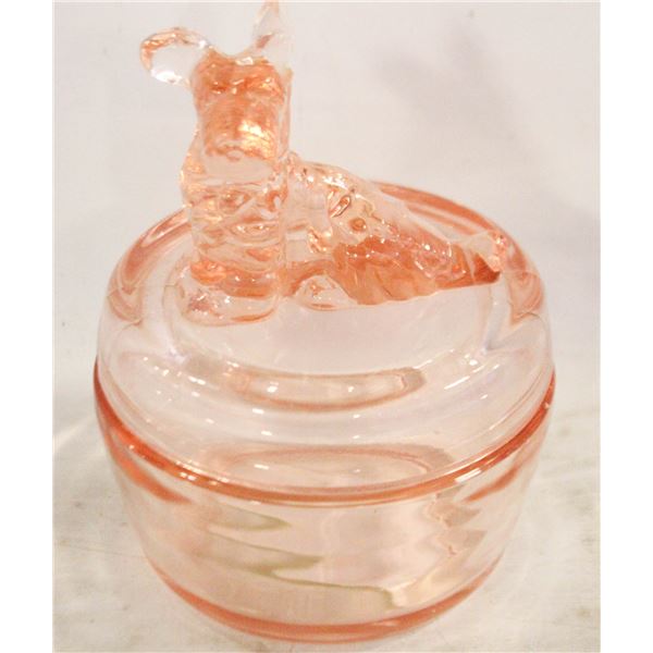 VTG PINK DEPRESSION JEANETTE SCOTTIE DOG GLASS