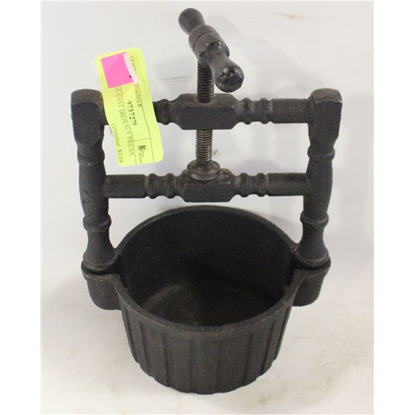 VINTAGE CAST IRON NUT PRESS