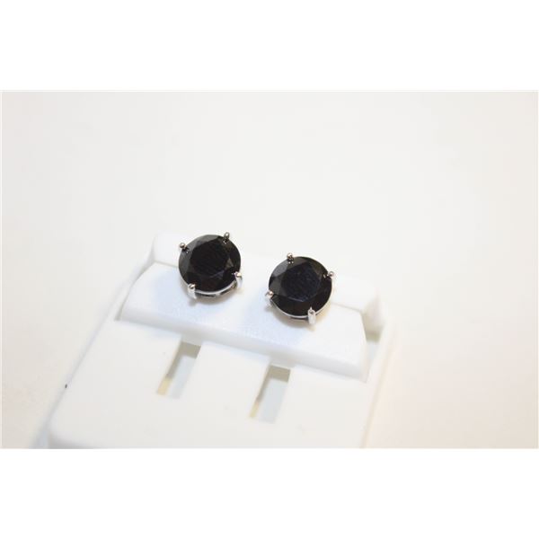 NEW SILVER PLATED EARRINGS WITH BLACK STONES