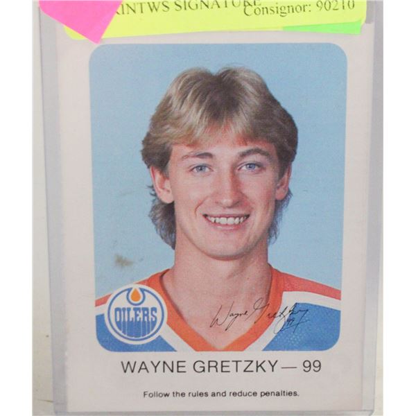 1982-83 WAYNE GRETZKY OILERS PRINTWS SIGNATURE