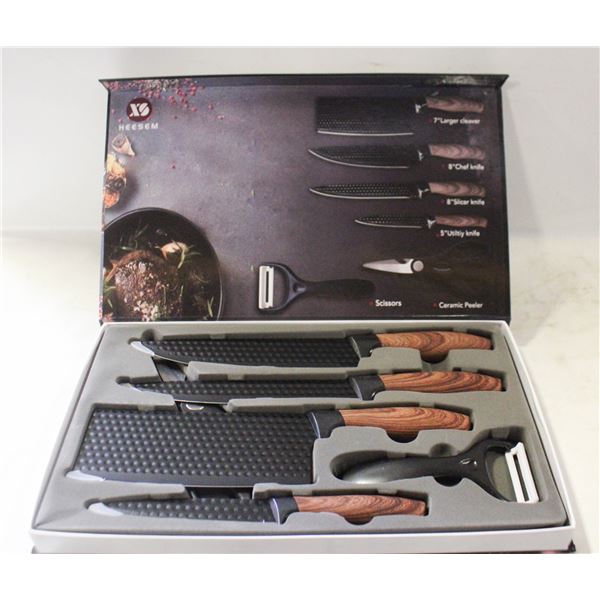 NEW 6PC KITCHEN KNIFE BLOCK SET HIGH CARBON