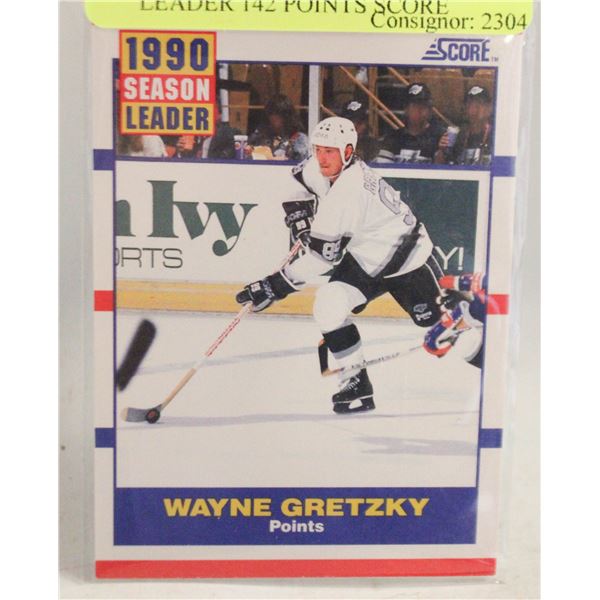 WAYNE GRETZKY 1990 SEASON LEADER 142 POINTS SCORE